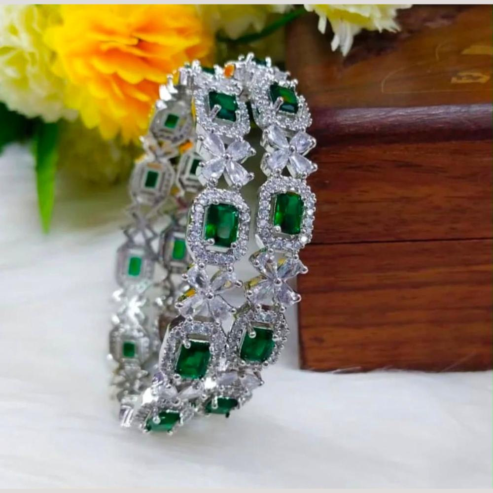 Sona Covering Sparkling American Diamond Bangles Set For Part Wear