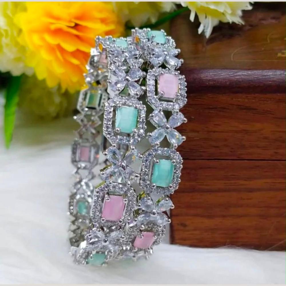 Sona Covering Sparkling American Diamond Bangles Set For Part Wear