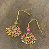 Sona Covering Designer Pota Stone And Pearl Maangtikka