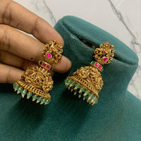 Sona Covering Pota Stone And Pearl Jhumki Earrings