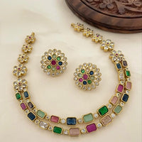 Sona Covering Glamorous Crystal Stone Necklace Set