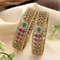 Sona Covering Elegance Glow Austrain And Pota Stone Bangles Set