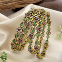 Sona Covering Elegance Glow Austrain And Pota Stone Bangles Set