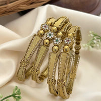 Sona Covering Elegance Glow Austrain And Pota Stone Bangles Set