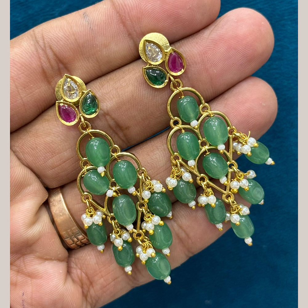 Sona Covering Elegant Pota Stone And Pearl Dangler Earrings