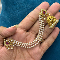 Sona Covering Designer Pota Stone Pearl Jhumki Earrings With Maangtikka Set