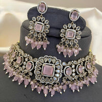 Sona Covering Delicate America Diamond And Pearl Choker Necklace Set