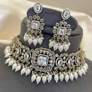 Sona Covering Delicate America Diamond And Pearl Choker Necklace Set