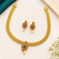 Sona Covering Delicate Pota Stone And Beads Necklace Set