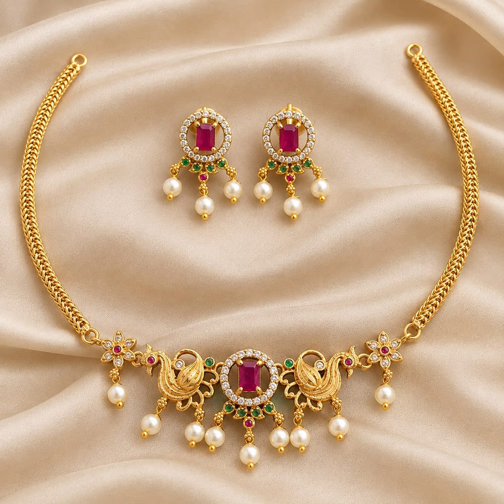 Sona Covering Elegant Austrian Stone And Beads Necklace Set