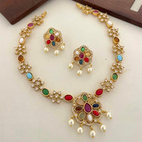 Sona Covering Elegant Pota Stone And Beads Necklace Set