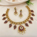 Sona Covering Traditional Pota Stone And Pearl Pendant Set For Women