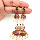 Sona Covering Traditional Pota Stone And Pearl Pendant Set For Women