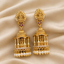 Sona Covering Traditional Pota Stone And Pearl Temple Jhumki Earrings