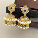 Sona Covering Traditional Pota Stone And Pearl Jhumki Earrings