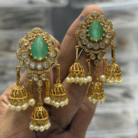 Sona Covering Traditional Pota Stone And Pearl Jhumki Earrings