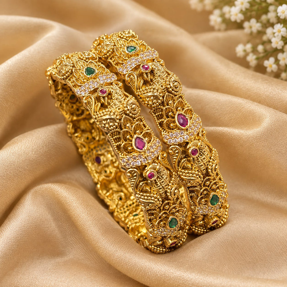 Sona Covering Elegance Glow Pota Stone Bangles Set
