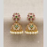 Sona Covering Elegant Pota Stone And Pearl Jhumki Earrings