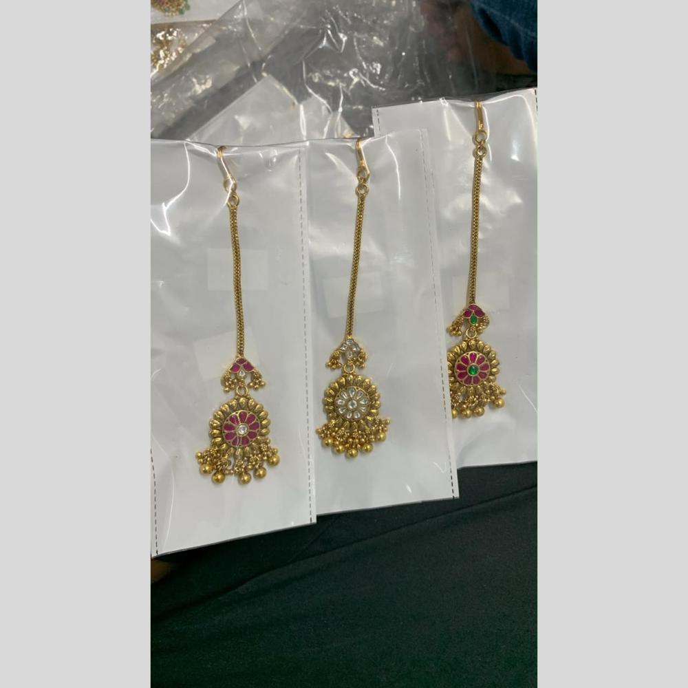 Sona Covering Designer Pota Stone And Pearl Maangtikka