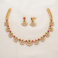 Sona Covering Elegant Pota Stone And Austrian Stone Necklace Set