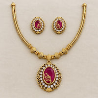 Sona Covering Elegant Pota Stone And Austrian Stone Necklace Set