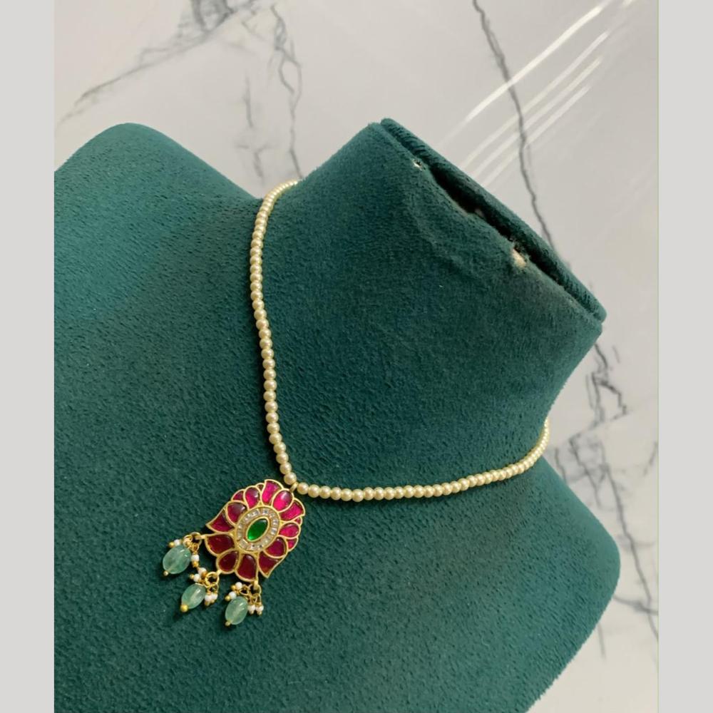 Sona Covering Jadau Premium Pota Stone And Beads Necklace 