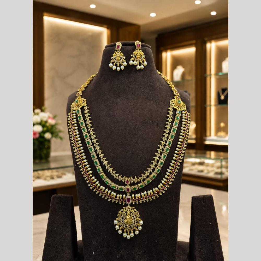 Sona Covering Elegant Pota Stone And Beads Temple Long Necklace Set