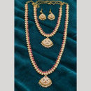 Sona Covering Elegant Pota Stone And Pearl Long Necklace Set