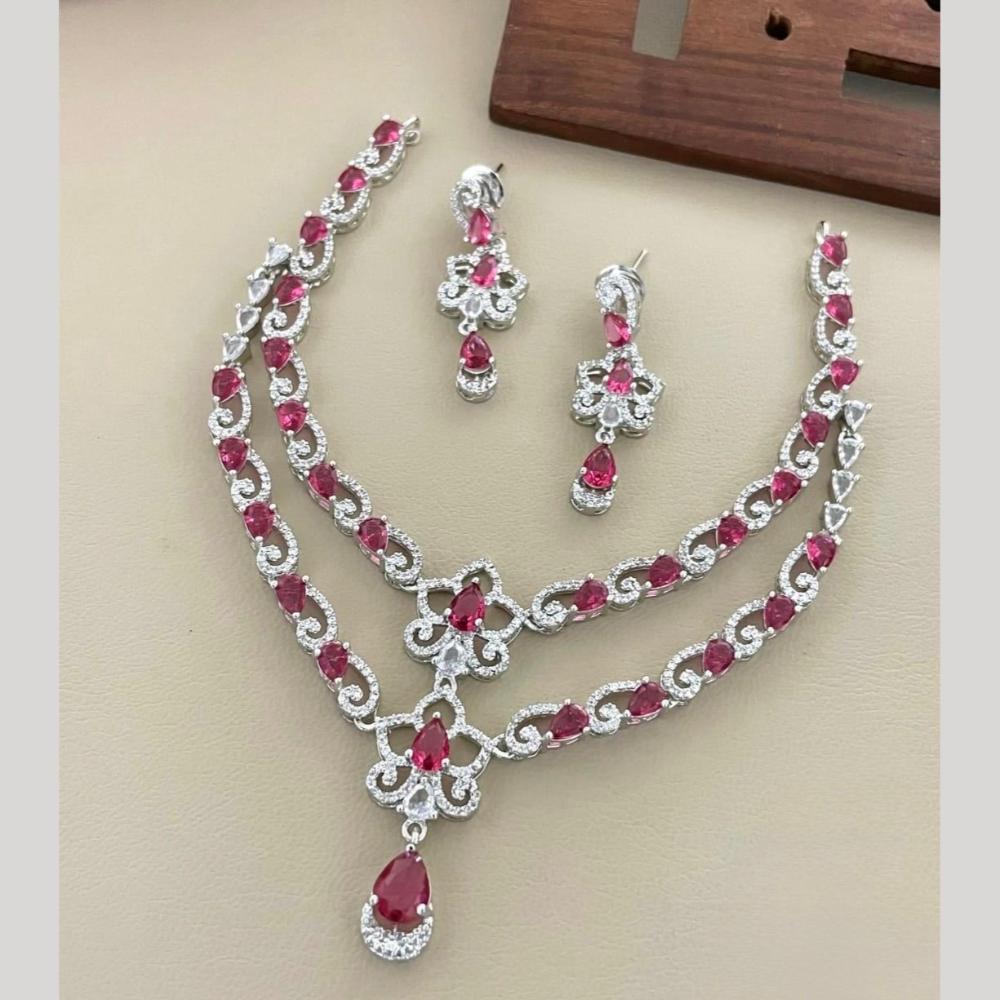 Sona Covering Classic American Diamond Designer Jewellery Necklace Set