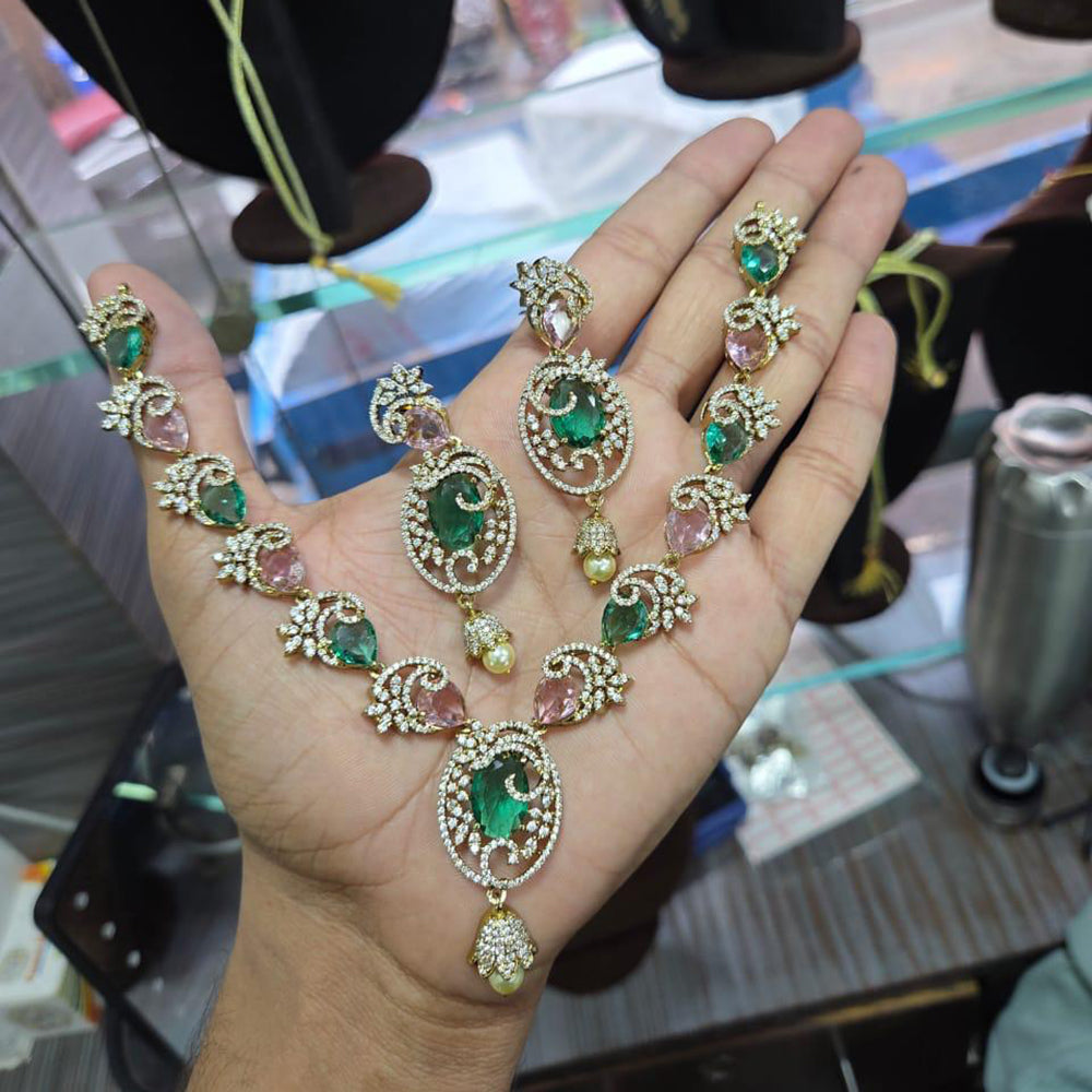 Sona Covering Classic American Diamond Designer Jewellery Necklace Set