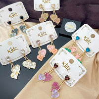 Klitz Sparkling Crystal Stone Enamel Heart Shape Dangler Earrings