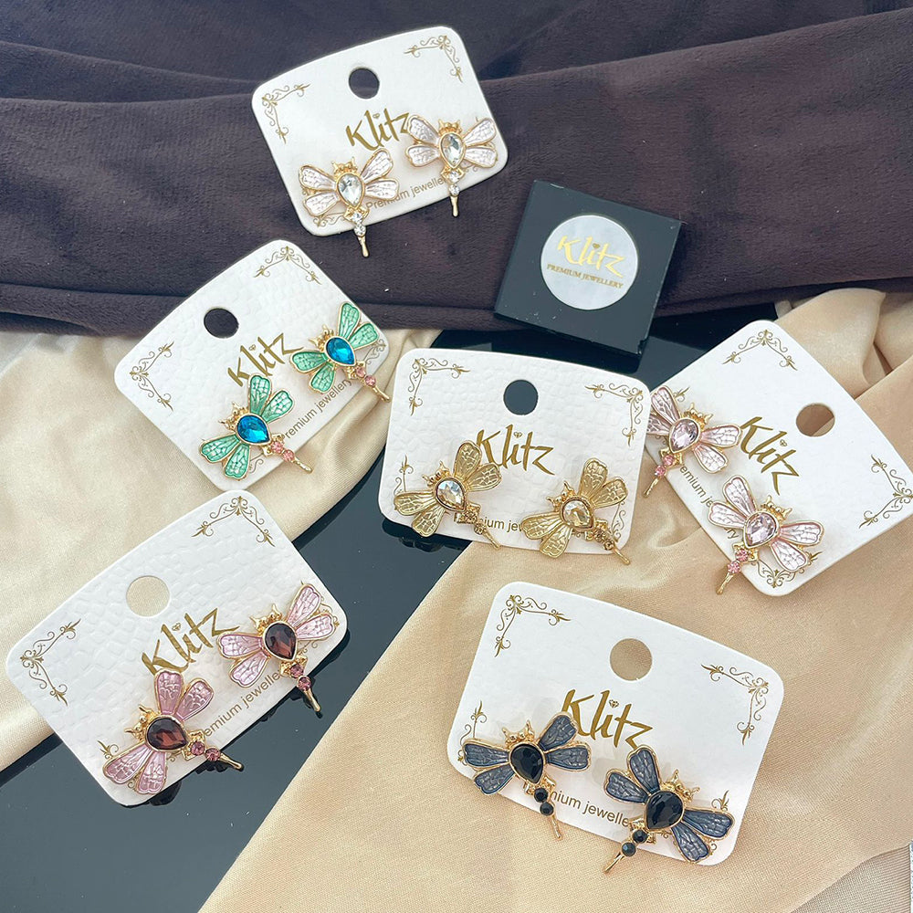 Klitz Cute Butterfly Blossom Studs Earrings (Assorted Color)