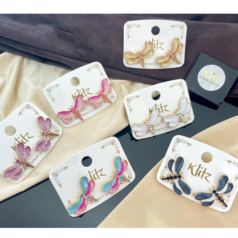 Klitz Cute Butterfly Blossom Studs Earrings (Assorted Color)