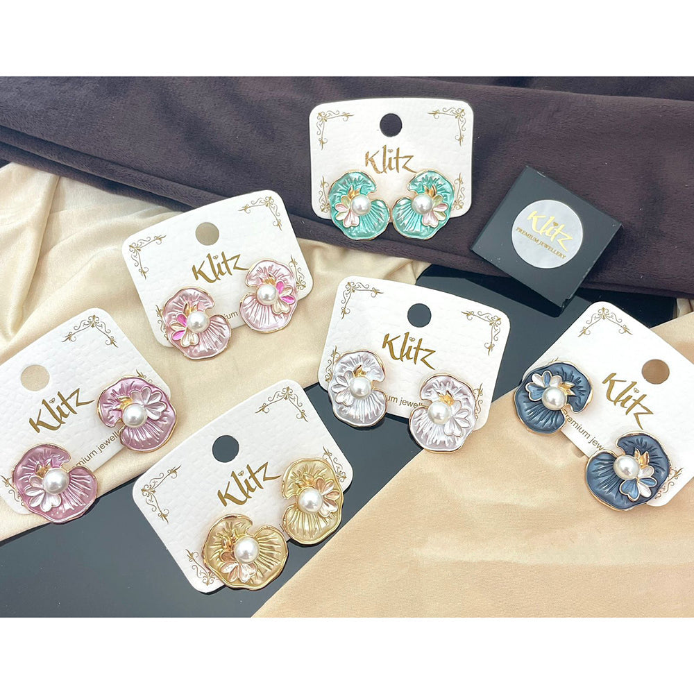 Klitz Cute Blossom Studs Earrings (Assorted Color)