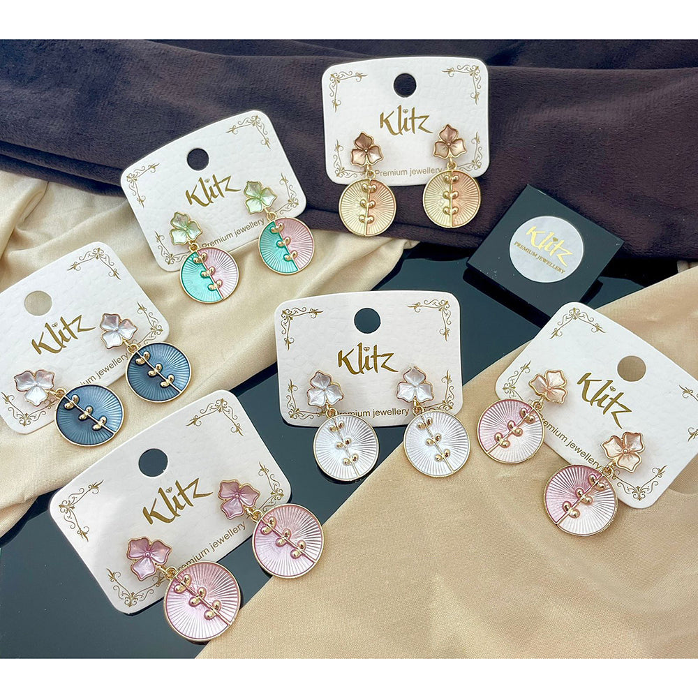 Klitz Sparkling Leaf Enamel Dangler Earrings (Assorted Color)