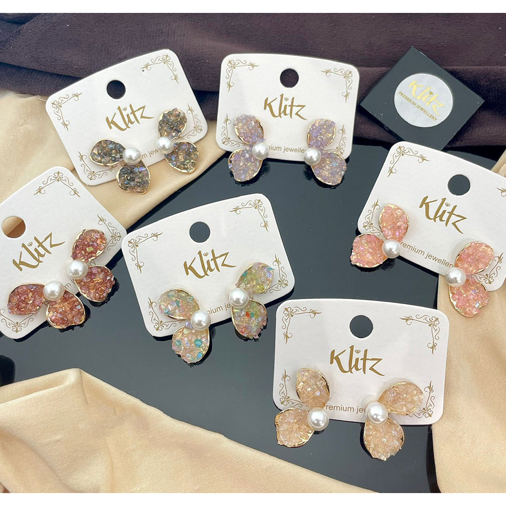 Klitz Sparkling Leaf Enamel Dangler Earrings (Assorted Color)