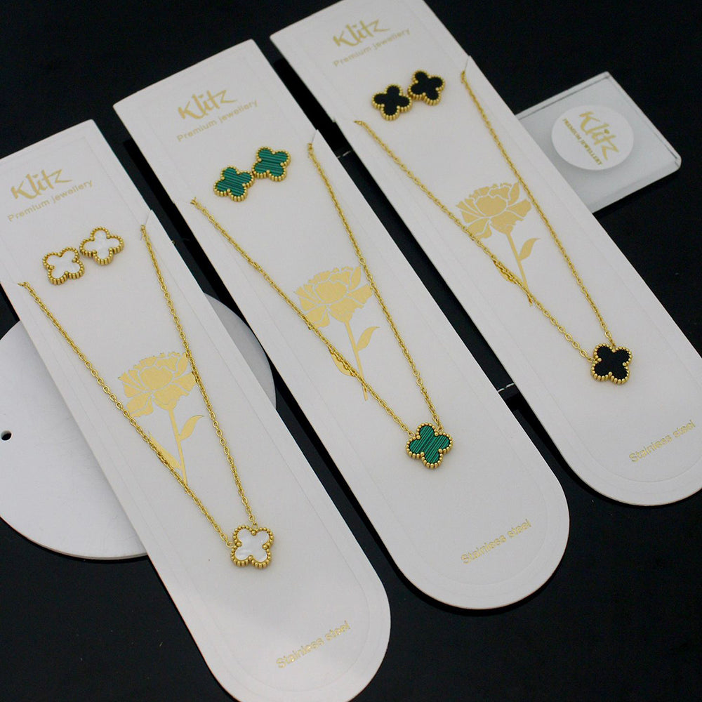 Klitz Trendy Four-Leaf Clover Necklace Set