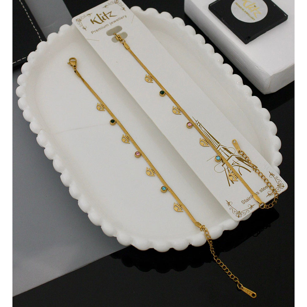 Klitz Premium Evil Eye Protection Sparkle Design Austrian Stone Bracelet (1 Piece Only) (Assorted Desing)