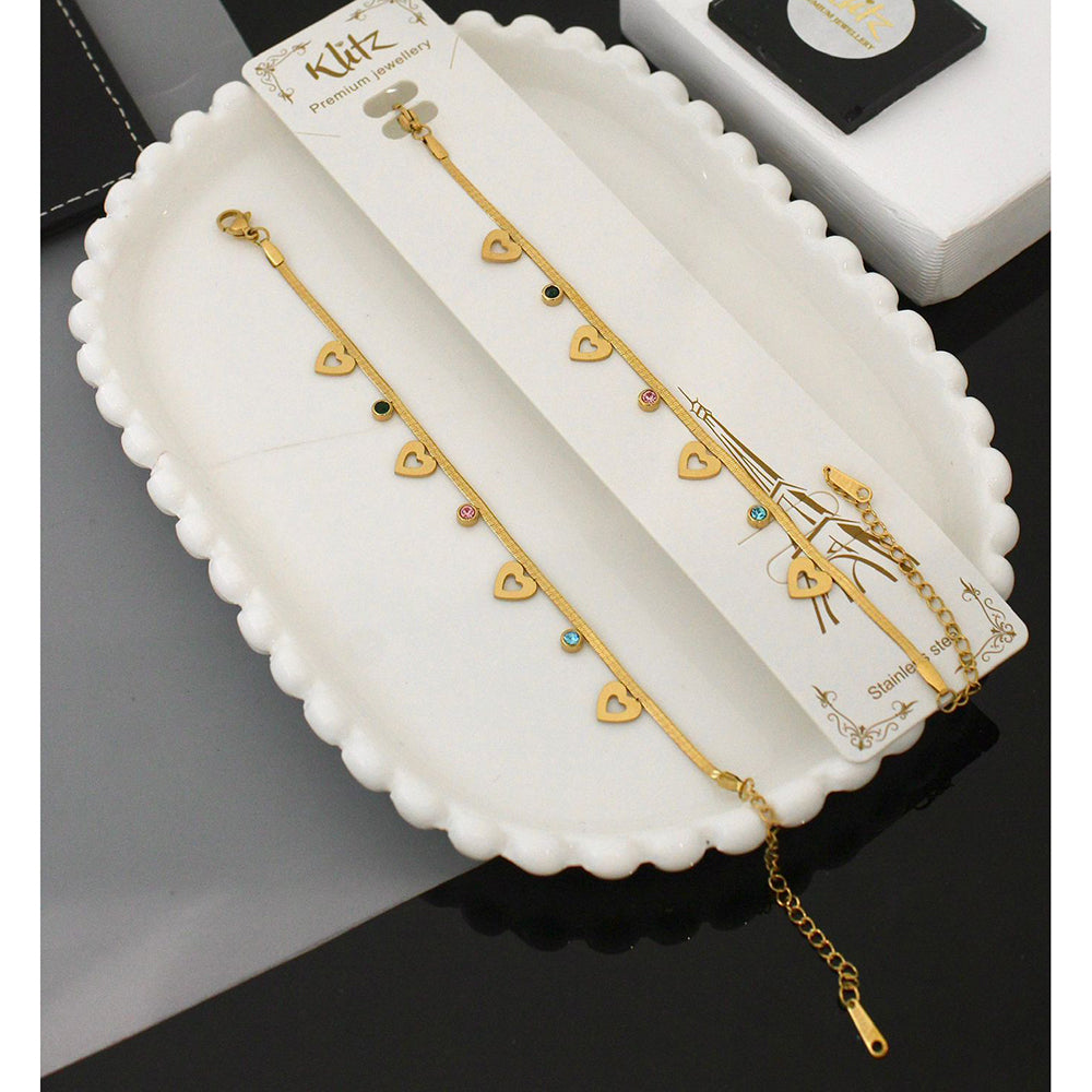 Klitz Premium Heart Shape Sparkle Design Austrian Stone Bracelet (1 Piece Only) (Assorted Desing)