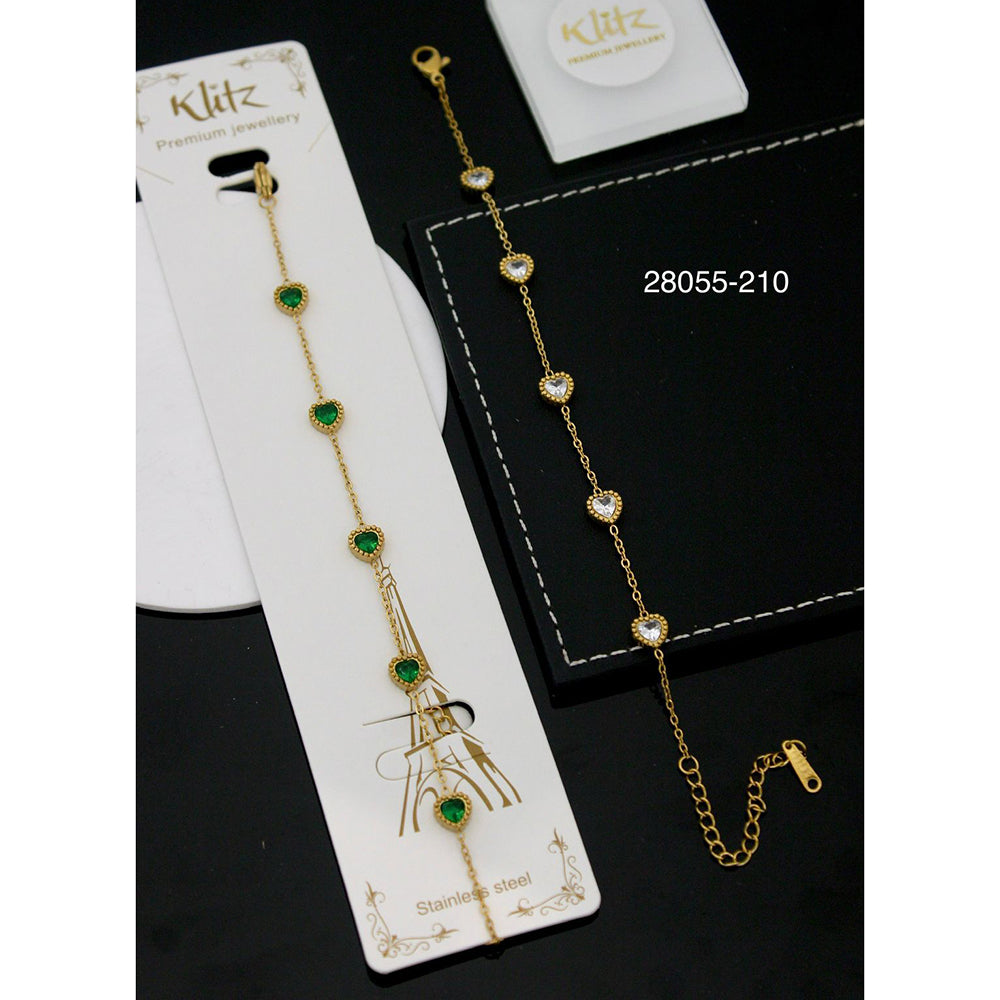 Klitz Premium Quality Shimmer Crystal Adjustable Chain Bracelet (1 Piece Only) (Assorted Desing)