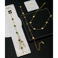 Klitz Premium Quality Shimmer Crystal Adjustable Chain Bracelet