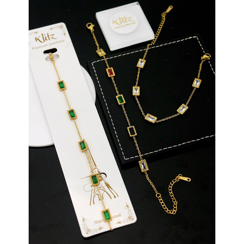 Klitz Premium Quality Shimmer Crystal Adjustable Chain Bracelet (1 Piece Only) (Assorted Desing)