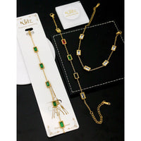 Klitz Premium Quality Shimmer Crystal Adjustable Chain Bracelet