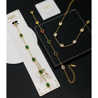 Klitz Premium Quality Shimmer Crystal Adjustable Chain Bracelet