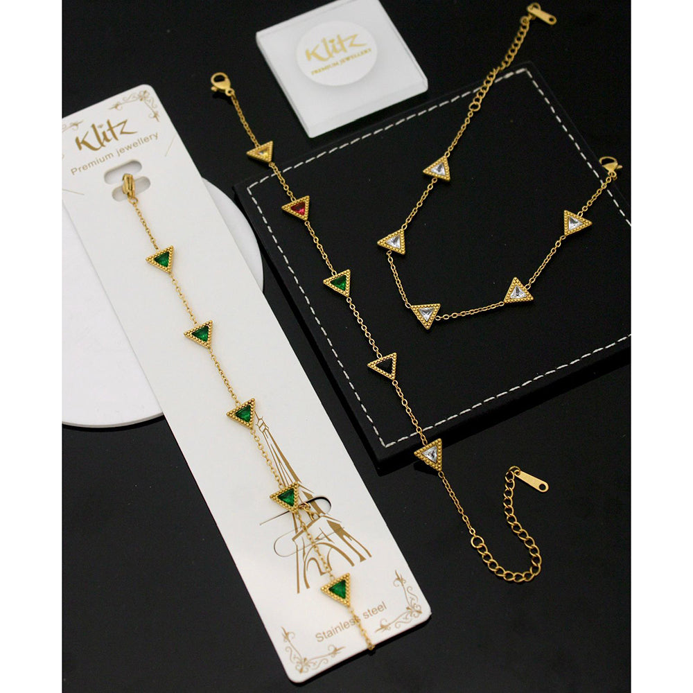 Klitz Premium Quality Shimmer Crystal Adjustable Chain Bracelet (1 Piece Only) (Assorted Desing)