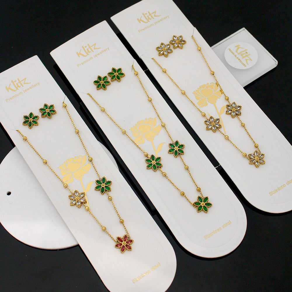 Klitz Trendy  Crystal Stone Necklace Set ( 1Piece Only)