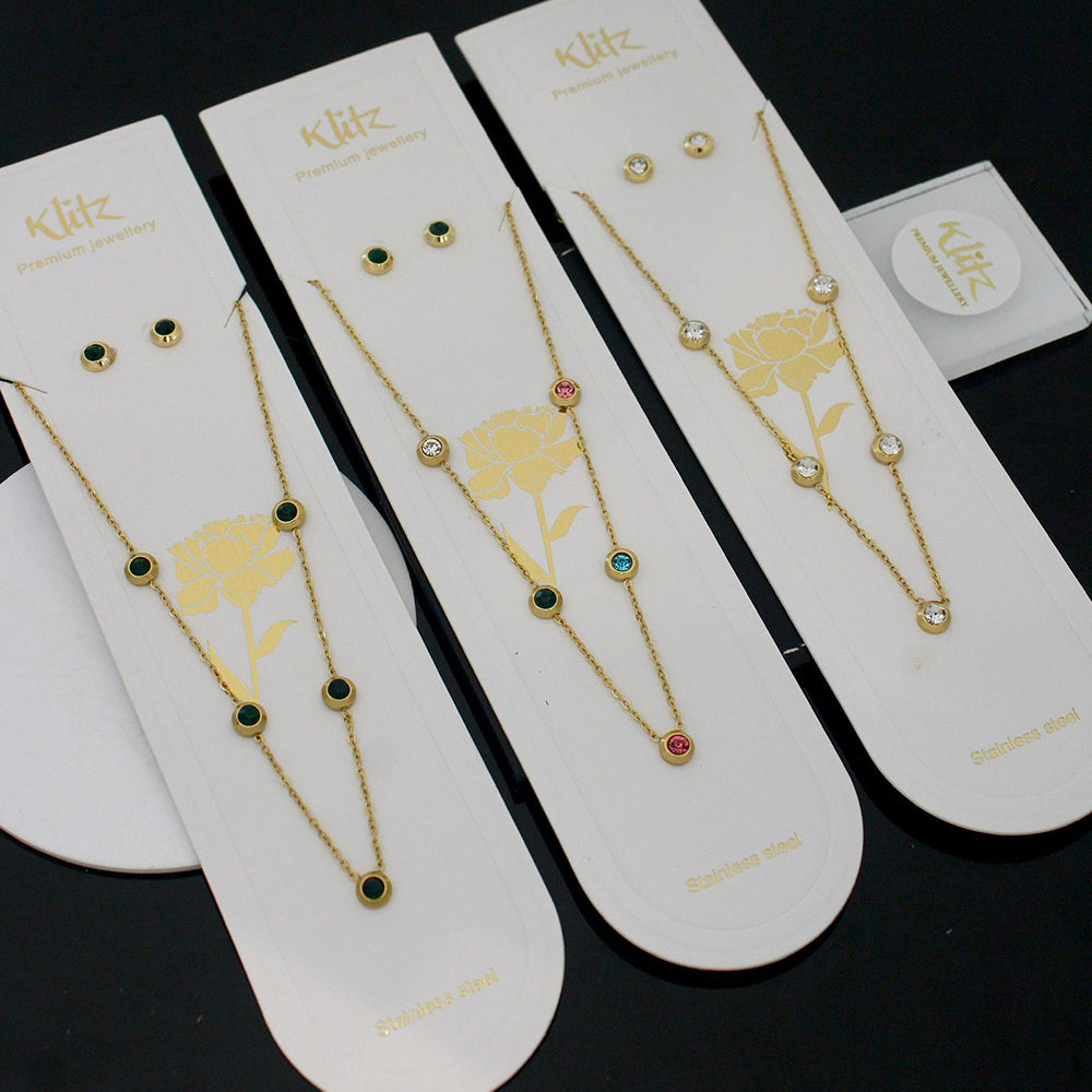 Klitz Trendy  Crystal Stone Necklace Set ( 1Piece Only)