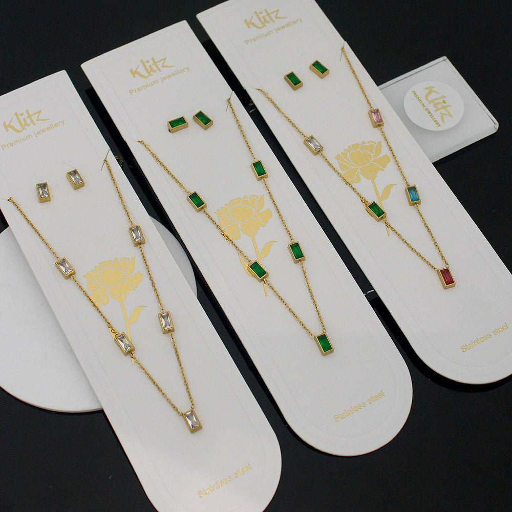 Klitz Trendy  Crystal Stone Necklace Set ( 1Piece Only)