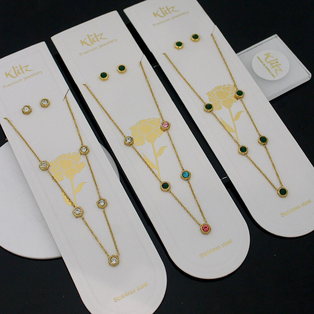 Klitz Trendy  Crystal Stone Necklace Set ( 1Piece Only)