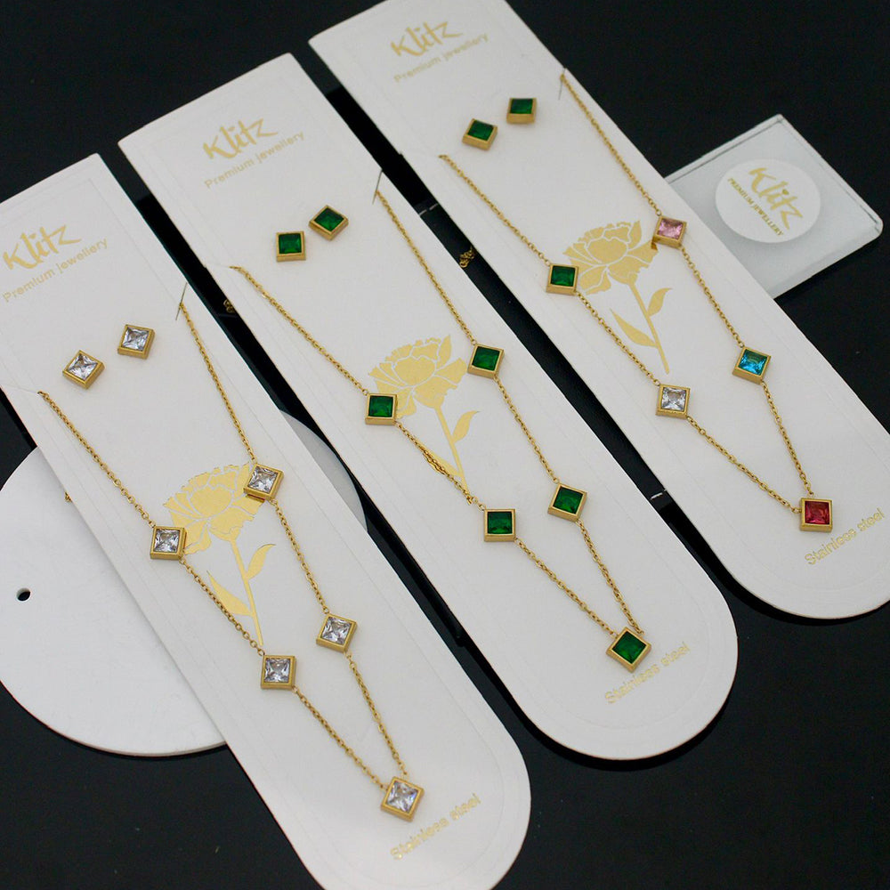 Klitz Trendy  Crystal Stone Necklace Set ( 1Piece Only)